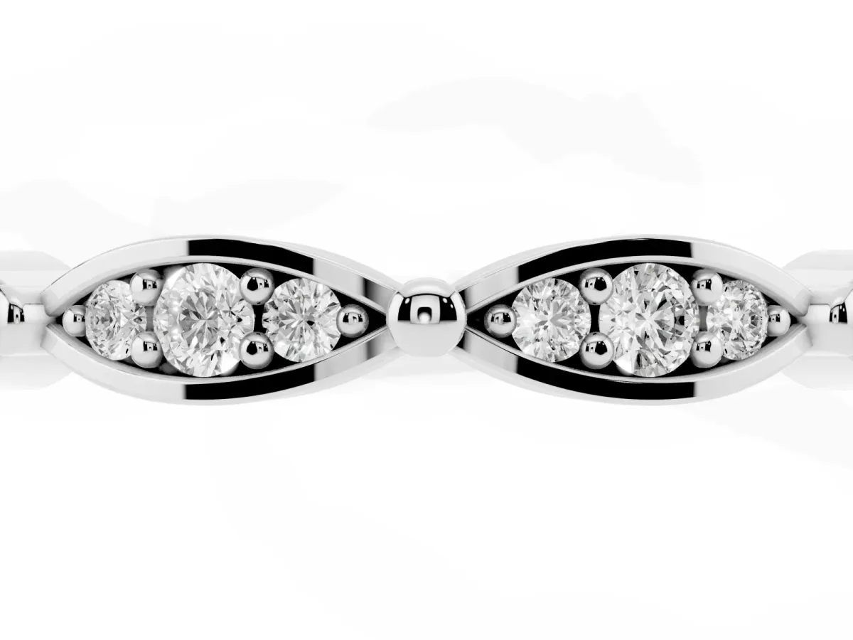 Marquise Diamond Pavé Eternity Band with Bezel Setting Silver