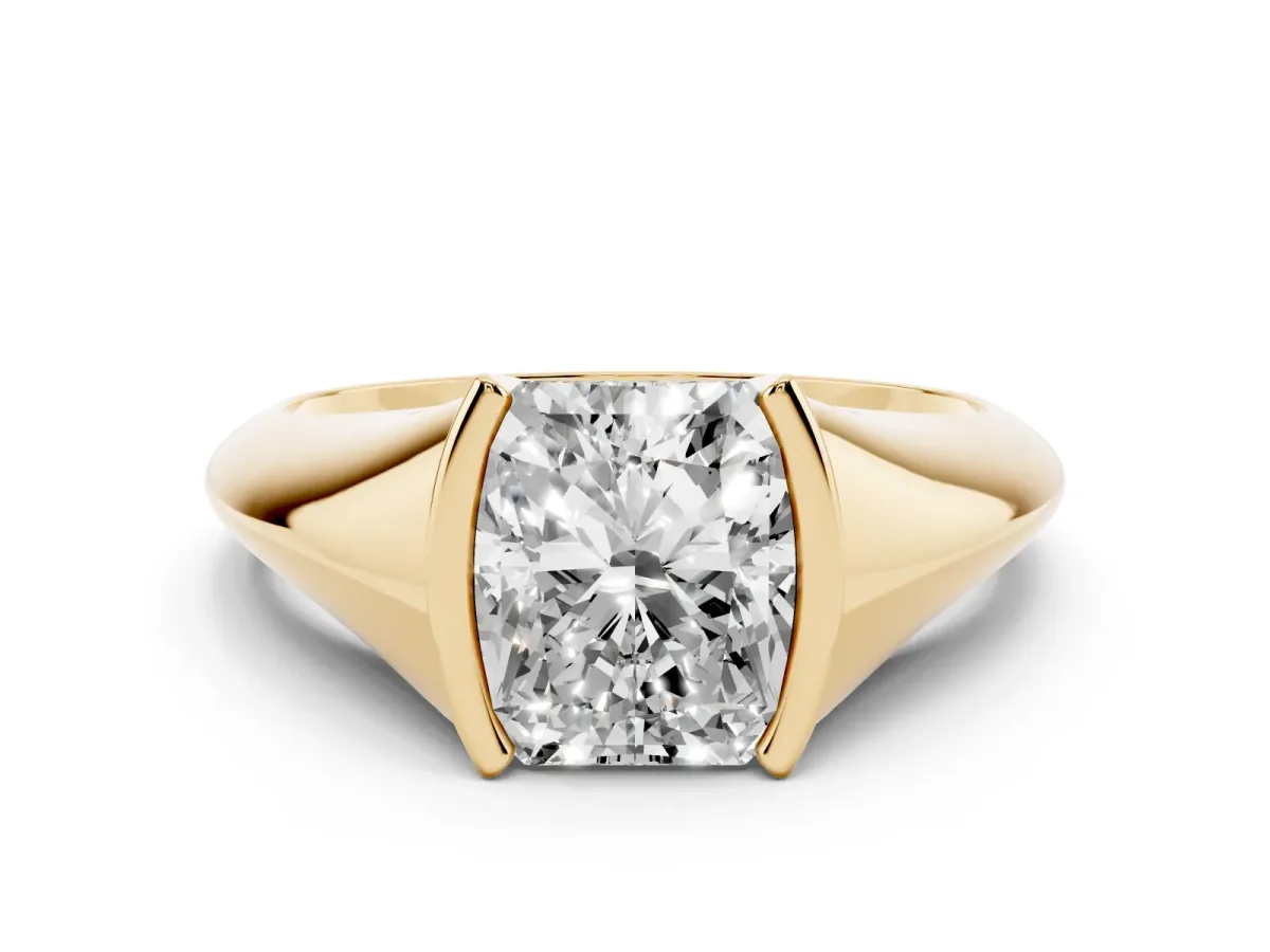Radiant Cut Solitaire Tension Set Diamond Ring Yellow gold