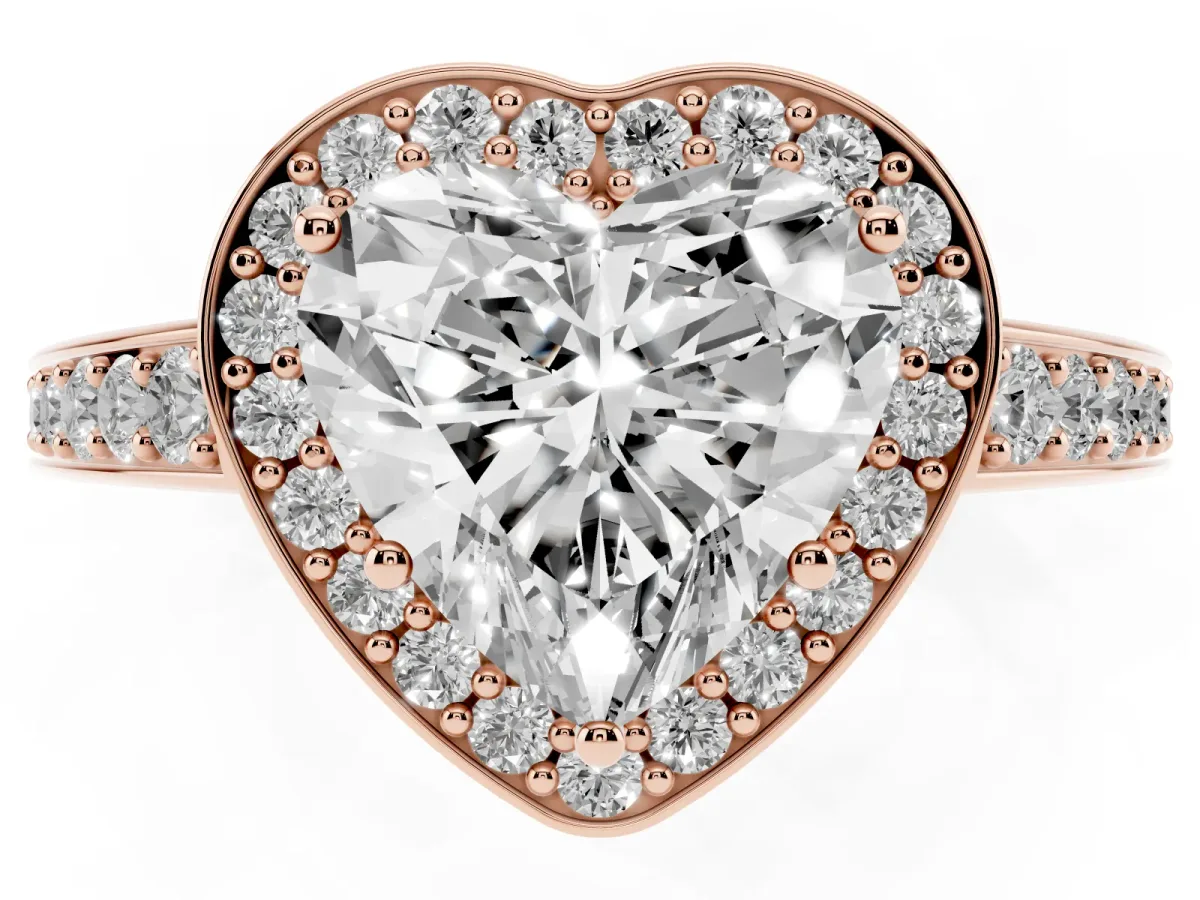 Heart Cut Halo Pavé Diamond Engagement Ring with Bezel Setting Rose gold