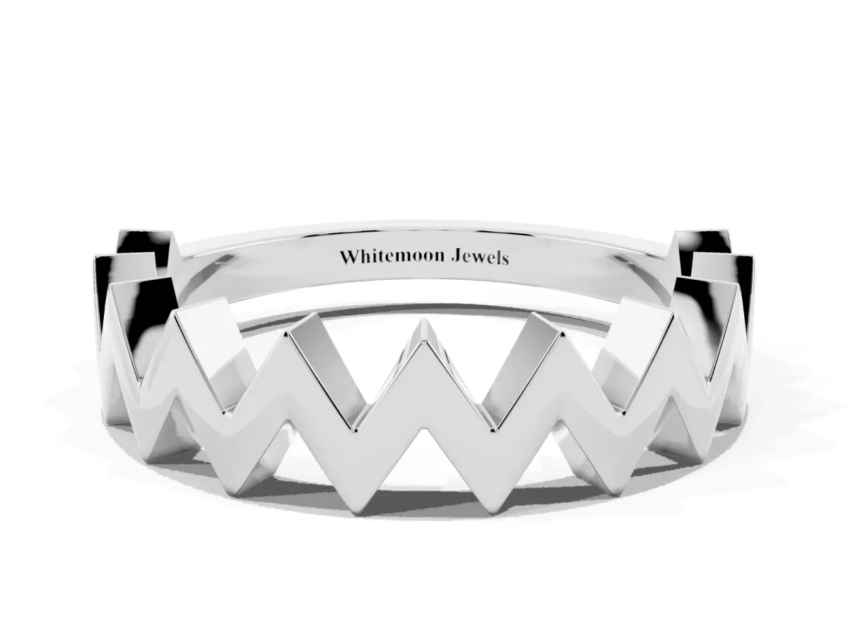 Zigzag Chevron Band Silver