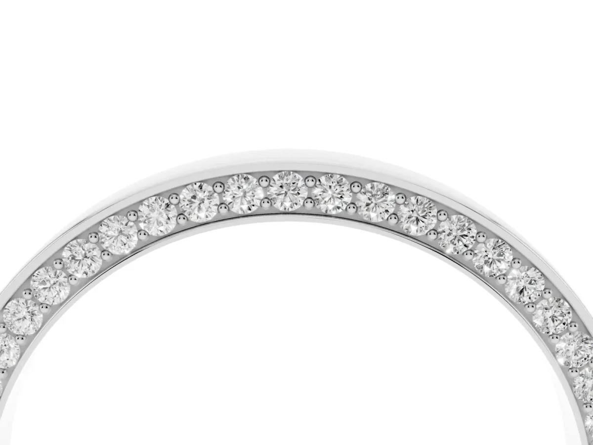 Pavé Round Diamond Channel Set Band White gold
