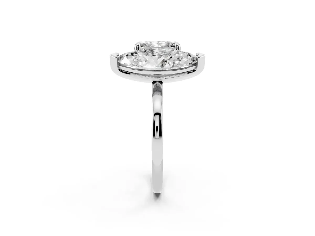 Marquise and Princess Toi Moi Ring with Prong Setting and Plain Band Silver