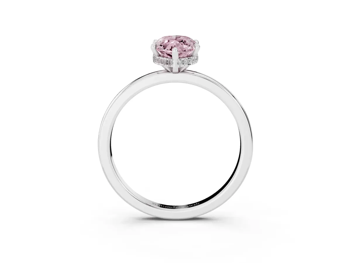Fancy Pink Marquise Cut Solitaire Engagement Ring with Cathedral Band and Four-Prong Setting Silver