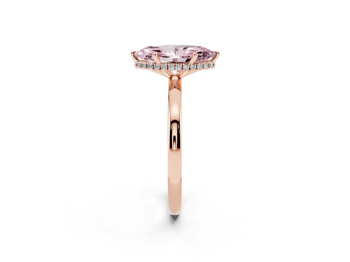 Fancy Pink Marquise Cut Solitaire Engagement Ring with Cathedral Band and Four-Prong Setting Rose gold