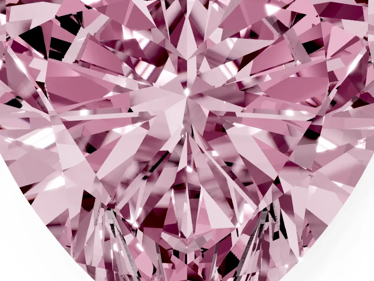 Fancy Pink Heart Cut Diamond Ring with Marquise Side Stones and Prong Setting White gold