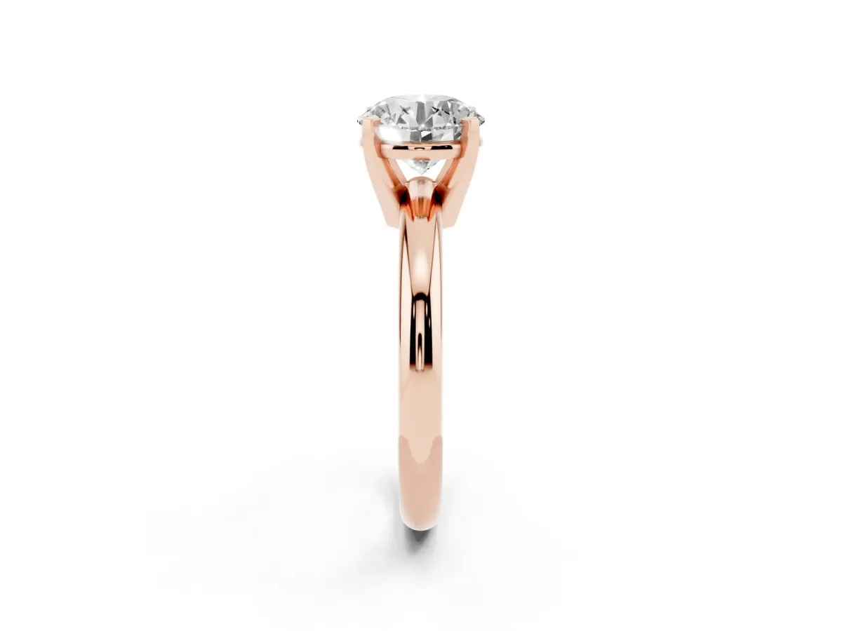 Round Cut Diamond Solitaire Engagement Ring with Round Band and Four-Prong Setting Rose gold