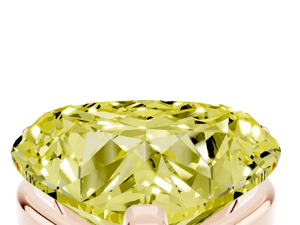 Fancy Yellow Heart Cut Diamond Solitaire Ring with Prong Setting and Classic Band Rose gold