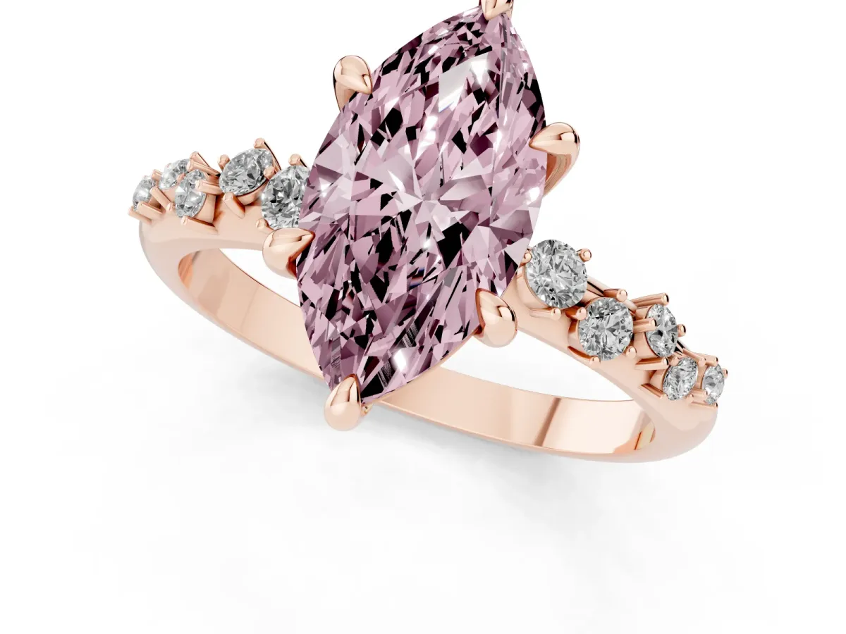 Fancy Pink Marquise Cut Cut Diamond Vine Band with Four-Prong Setting Rose gold