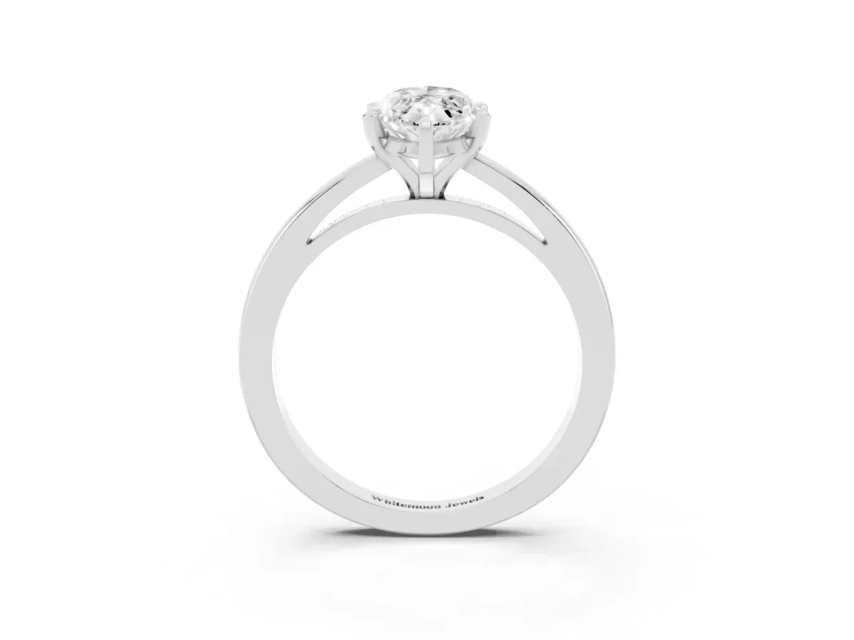 Marquise Cut Solitaire Diamond Engagement Ring with Four-Prong Setting on a Classic Band Silver