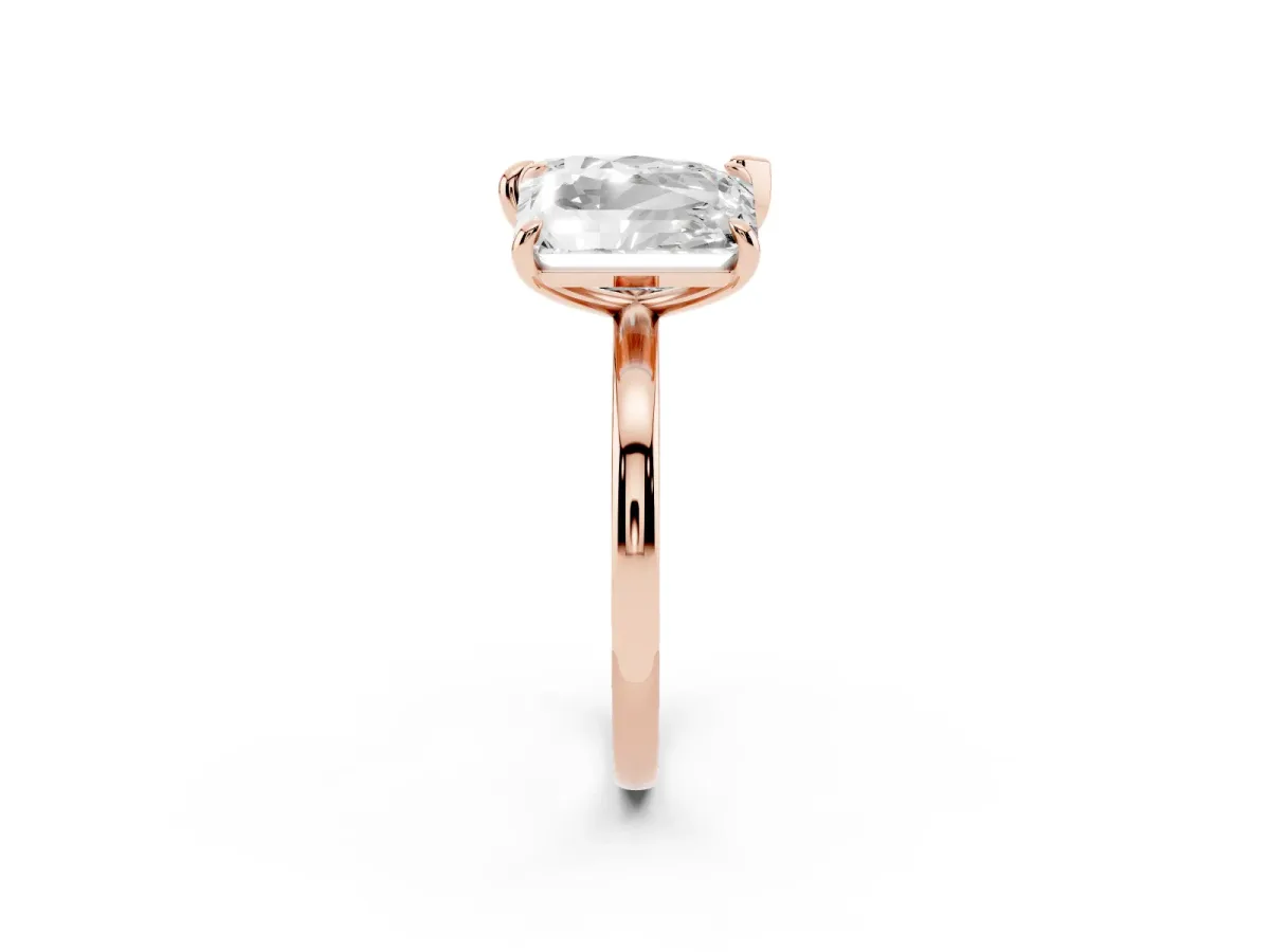 Pear and Radiant Toi Moi Ring with Prong Setting and Plain Band Rose gold