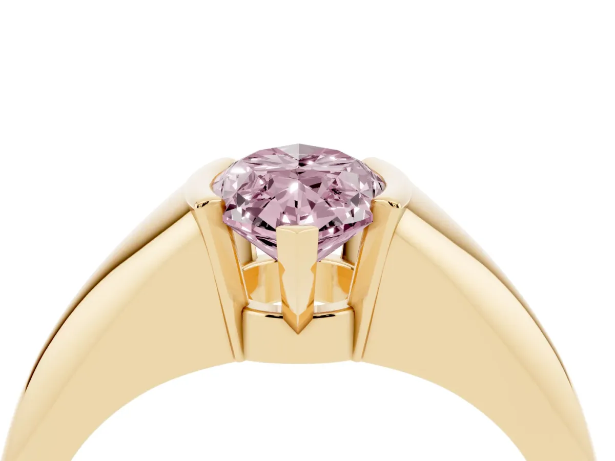 Fancy Pink Marquise Cut Solitaire Tension Set Diamond Ring Yellow gold
