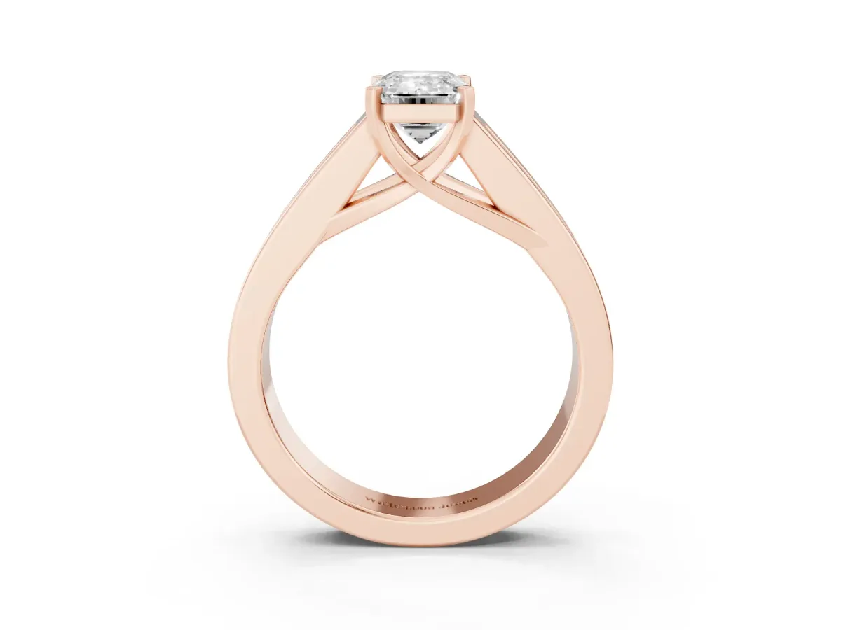 Emerald Cut Cut Channel Set Solitaire Ring with Four-Prong Setting Rose gold