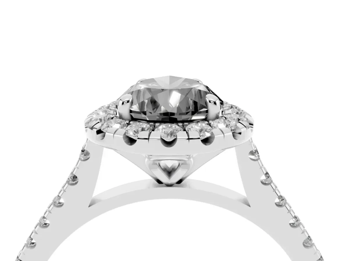Fancy Black Pear Cut Diamond Cushion Halo Ring with Pavé Band Silver