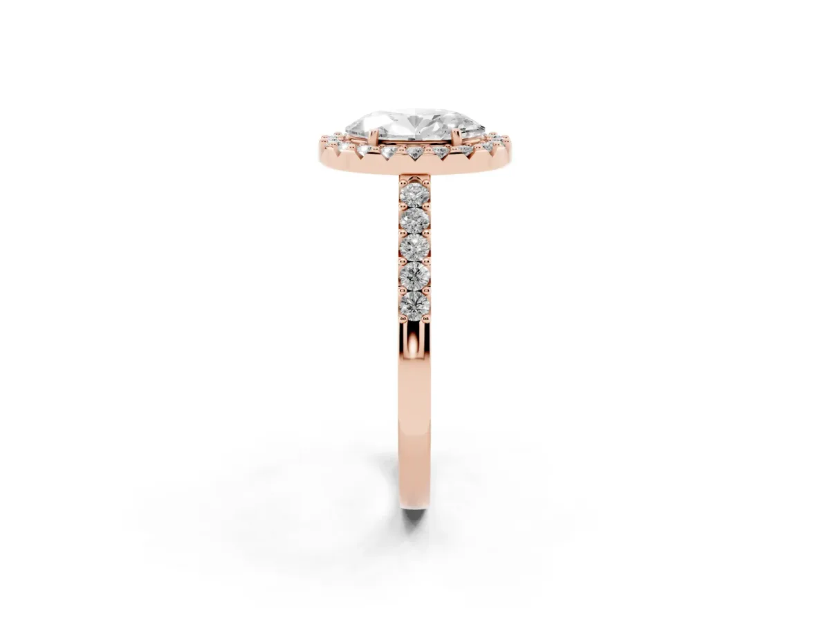 Oval Cut Halo Diamond Pavé Solitaire Ring Rose gold