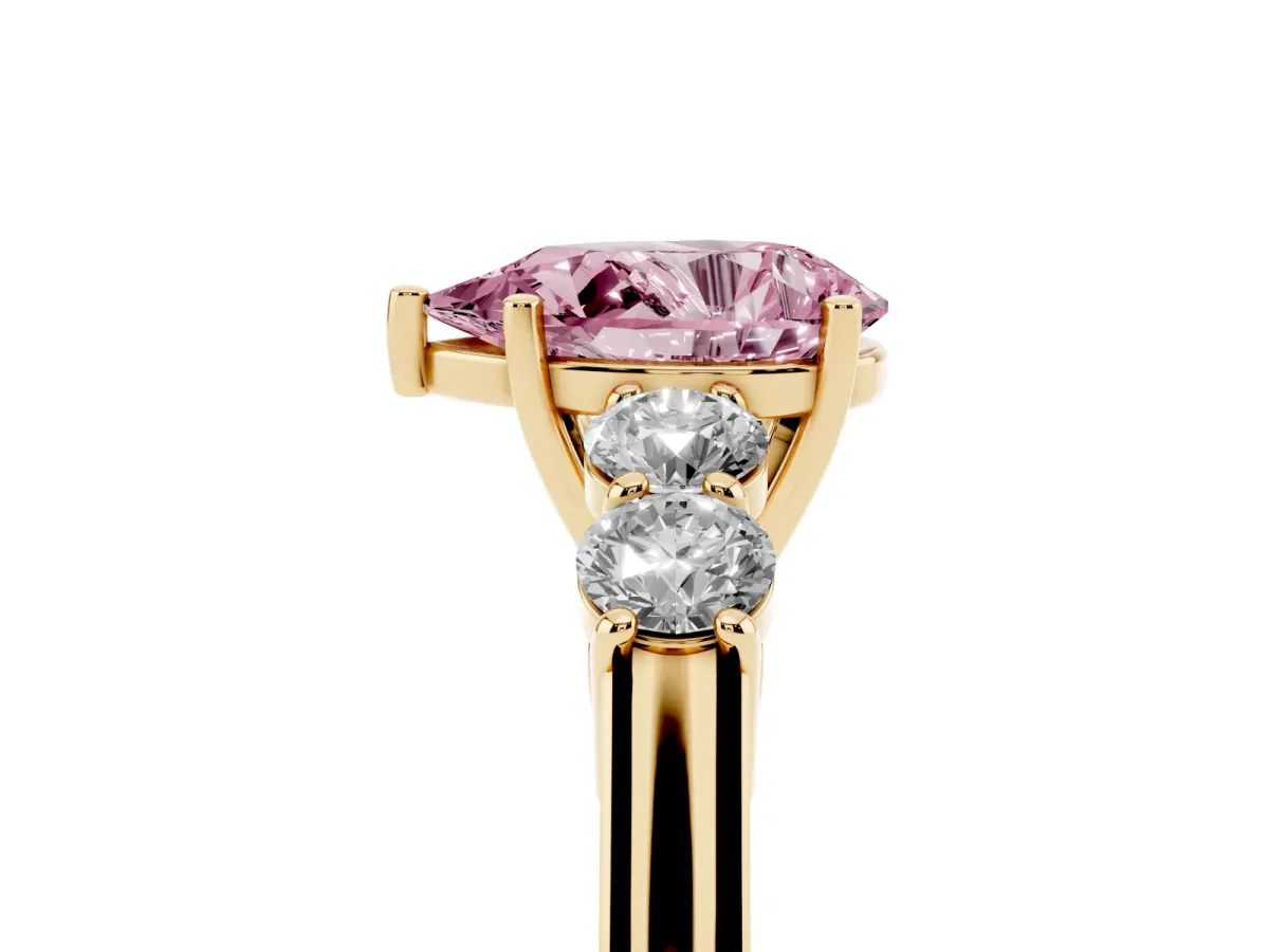 Fancy Pink Pear Cut Cut Diamond Five-Stone Prong Set White Gold Ring Yellow gold