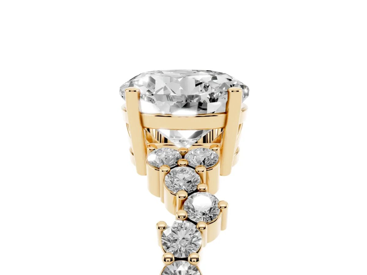 Round Cut Diamond Scattered Round Accent Ring with Prong Setting Yellow gold