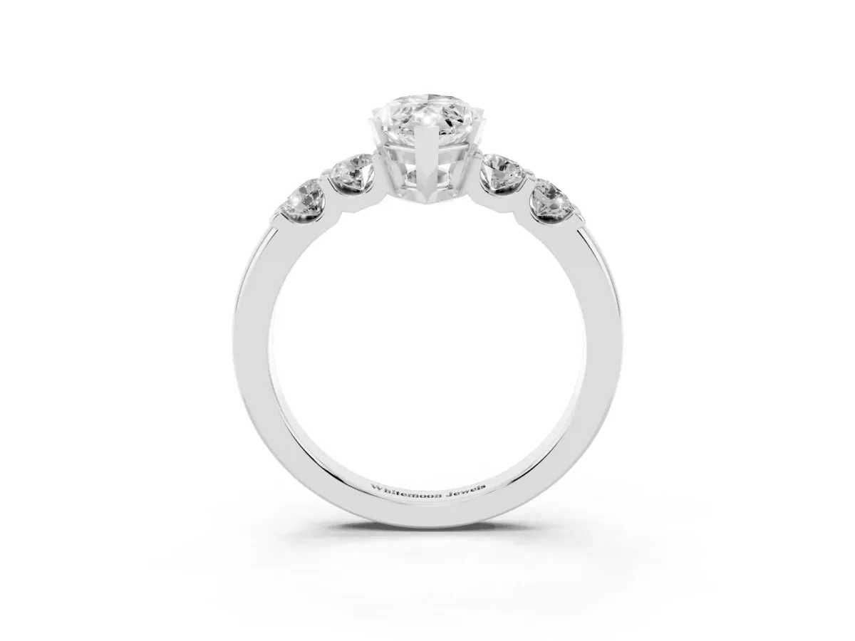 Marquise Cut Brilliant Cut Diamond Five-Stone Prong Set Engagement Ring with Channel Band Platinum