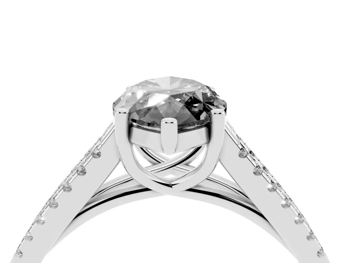 Fancy Black Marquise Cut Diamond Solitaire Engagement Ring with Split Shank Pavé Band Silver