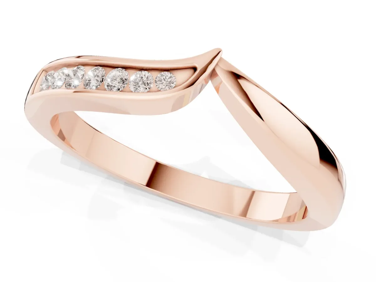 Channel Set Round Diamond Contour Band Rose gold