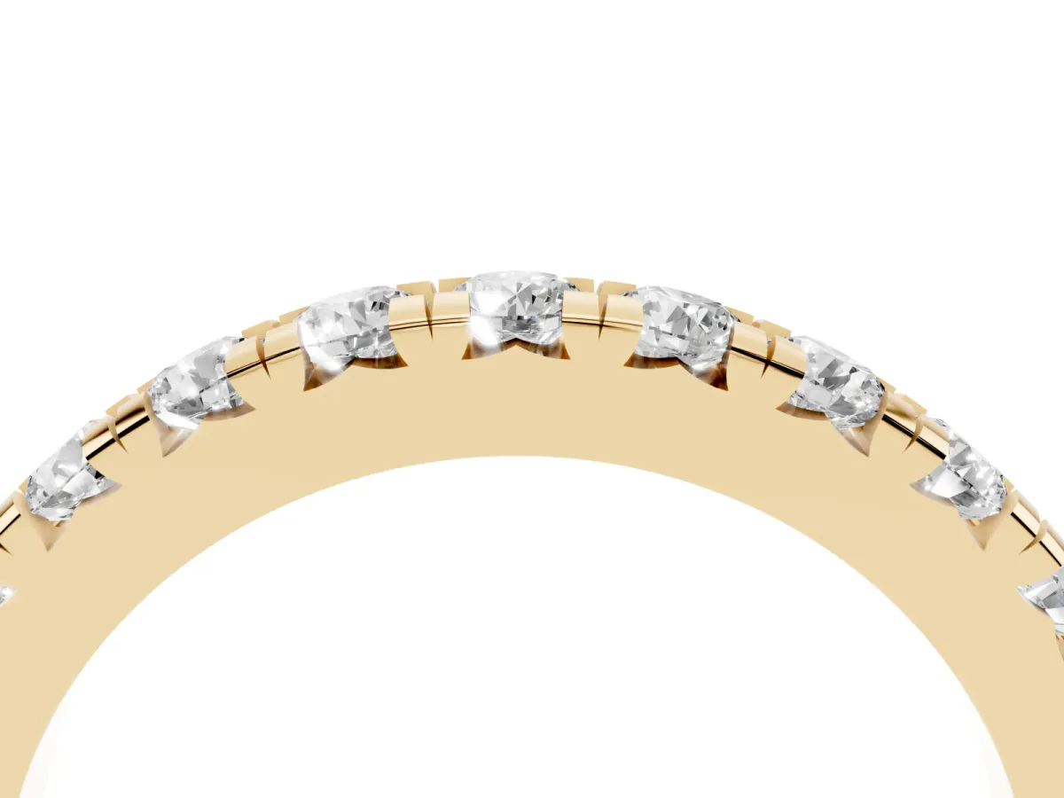 Round Diamond Half-Eternity Prong Set Band Yellow gold