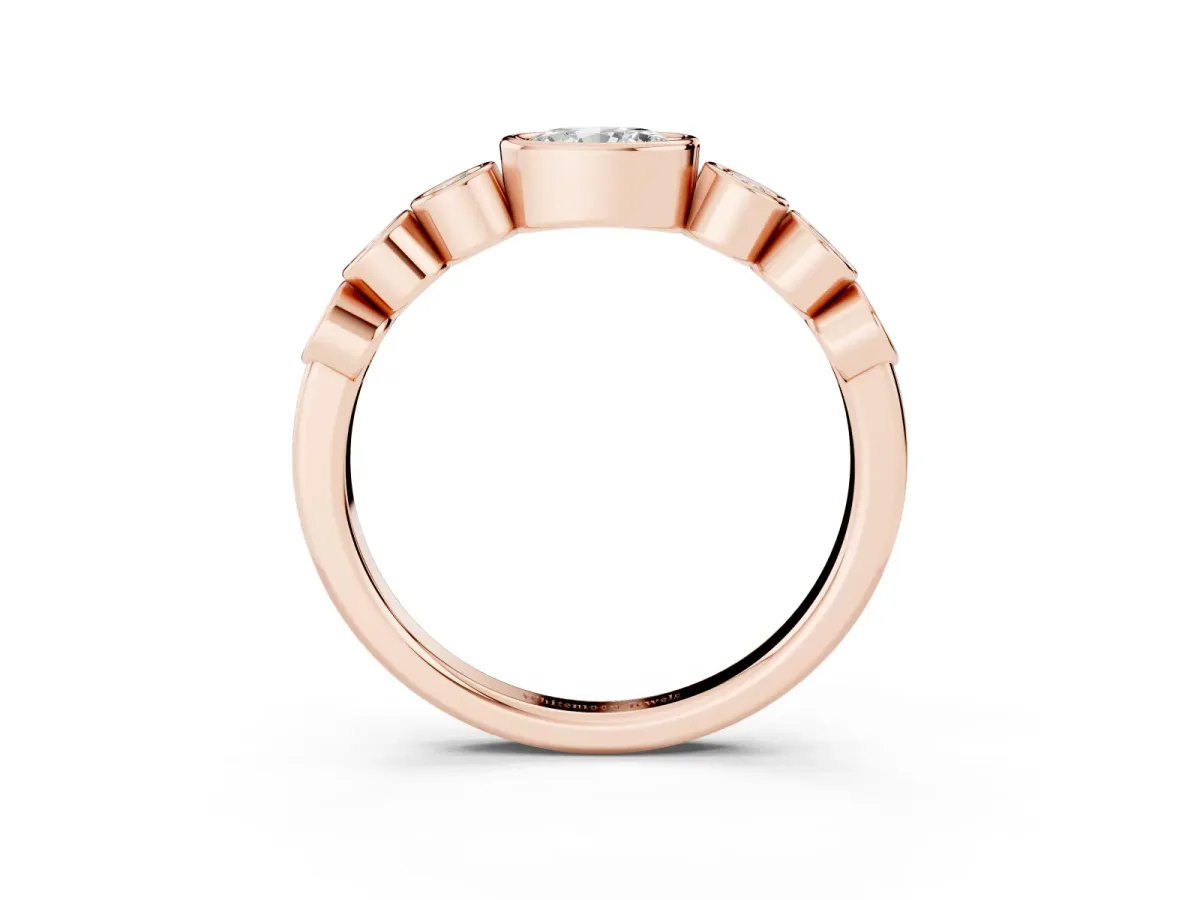 Bezel Set Oval Diamond Half Eternity Band Rose gold