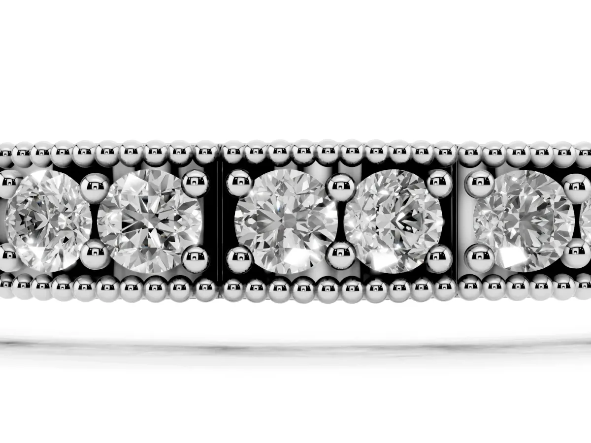 Round Cut Milgrain Tennis Bracelet with Box Setting Silver