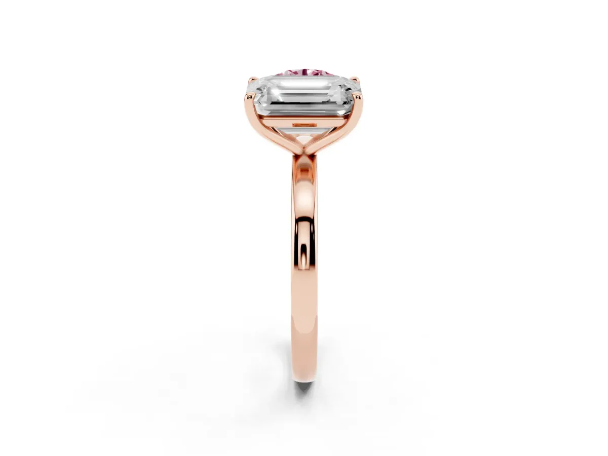 Fancy Pink Round Cut and Emerald Cut Toi Moi Ring with Prong Setting Rose gold