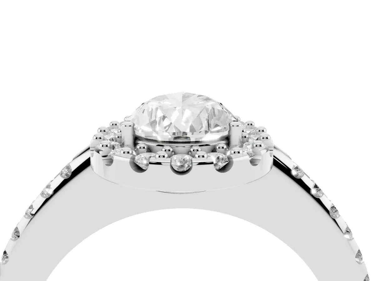 Pear Cut Diamond Pavé Halo Ring with Four-Prong Setting Platinum