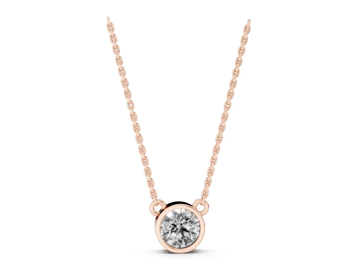 Bezel Round Solitaire Pendant Rose gold