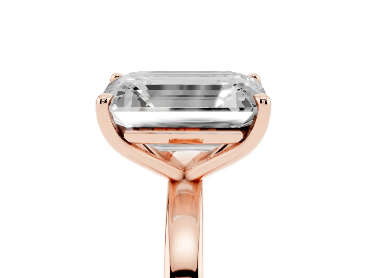 Fancy Blue Pear Cut and Emerald Cut Toi Moi Ring with Prong Setting Rose gold