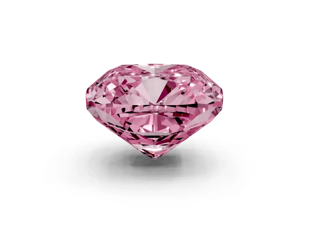 Fancy Pink Cushion Cut Halo Milgrain Solitaire with Bezel Set Side Stones and Pave Band Rose gold