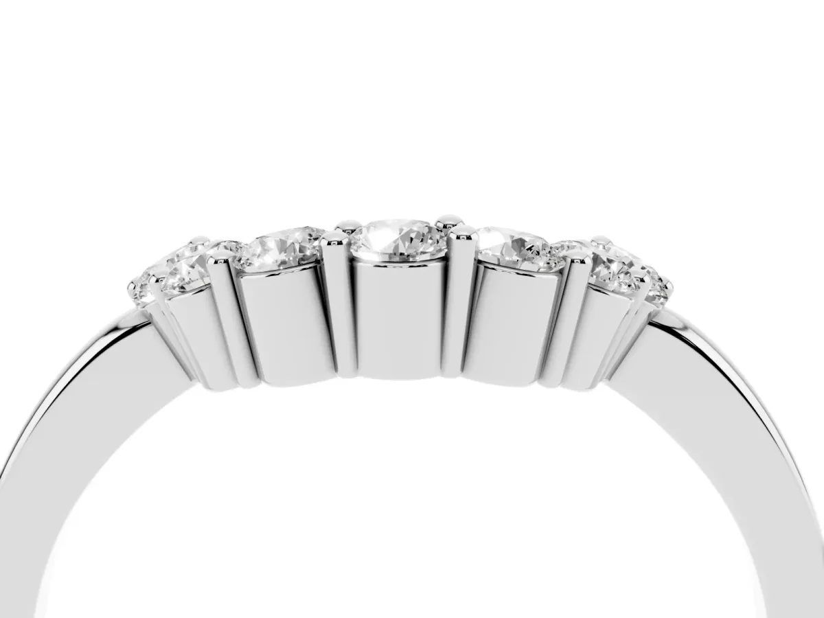 Curved Round Diamond Pave Band with Prong Setting Platinum