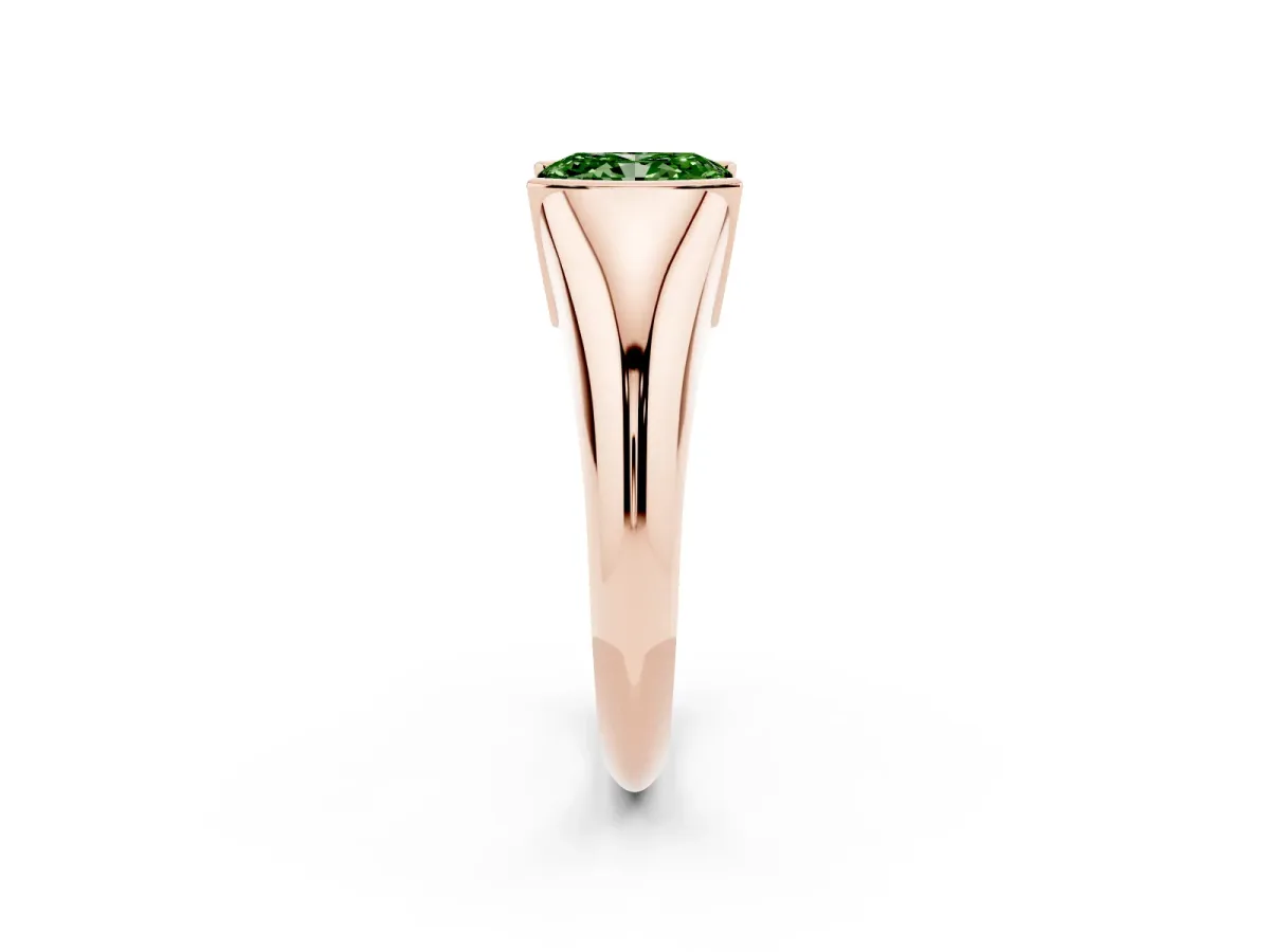 Fancy Green Radiant Cut Solitaire Tension Set Diamond Ring Rose gold