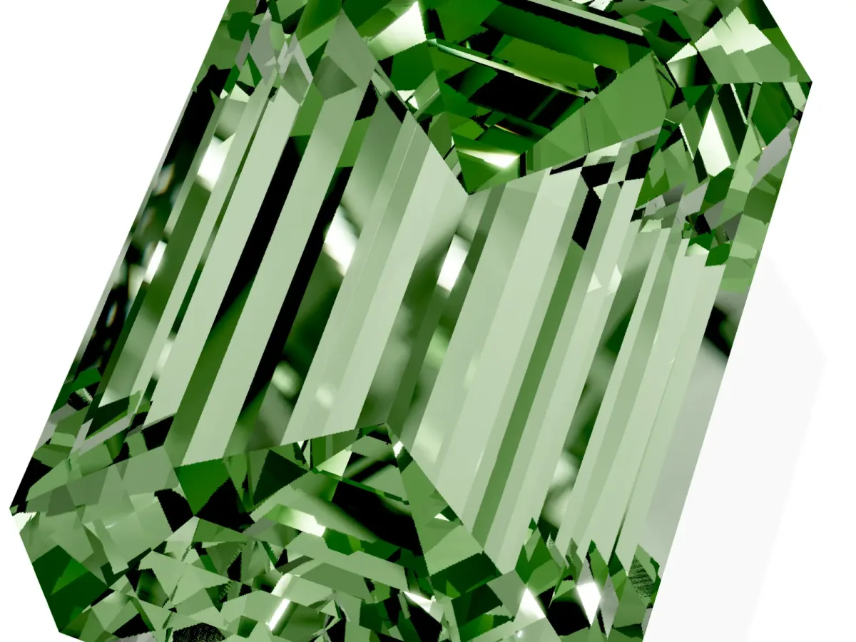 Fancy Green Emerald Cut Cut Pave Band Milgrain Solitaire Ring Platinum