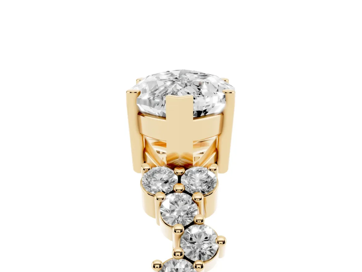 Marquise Cut Diamond Scattered Round Accent Ring with Prong Setting Yellow gold