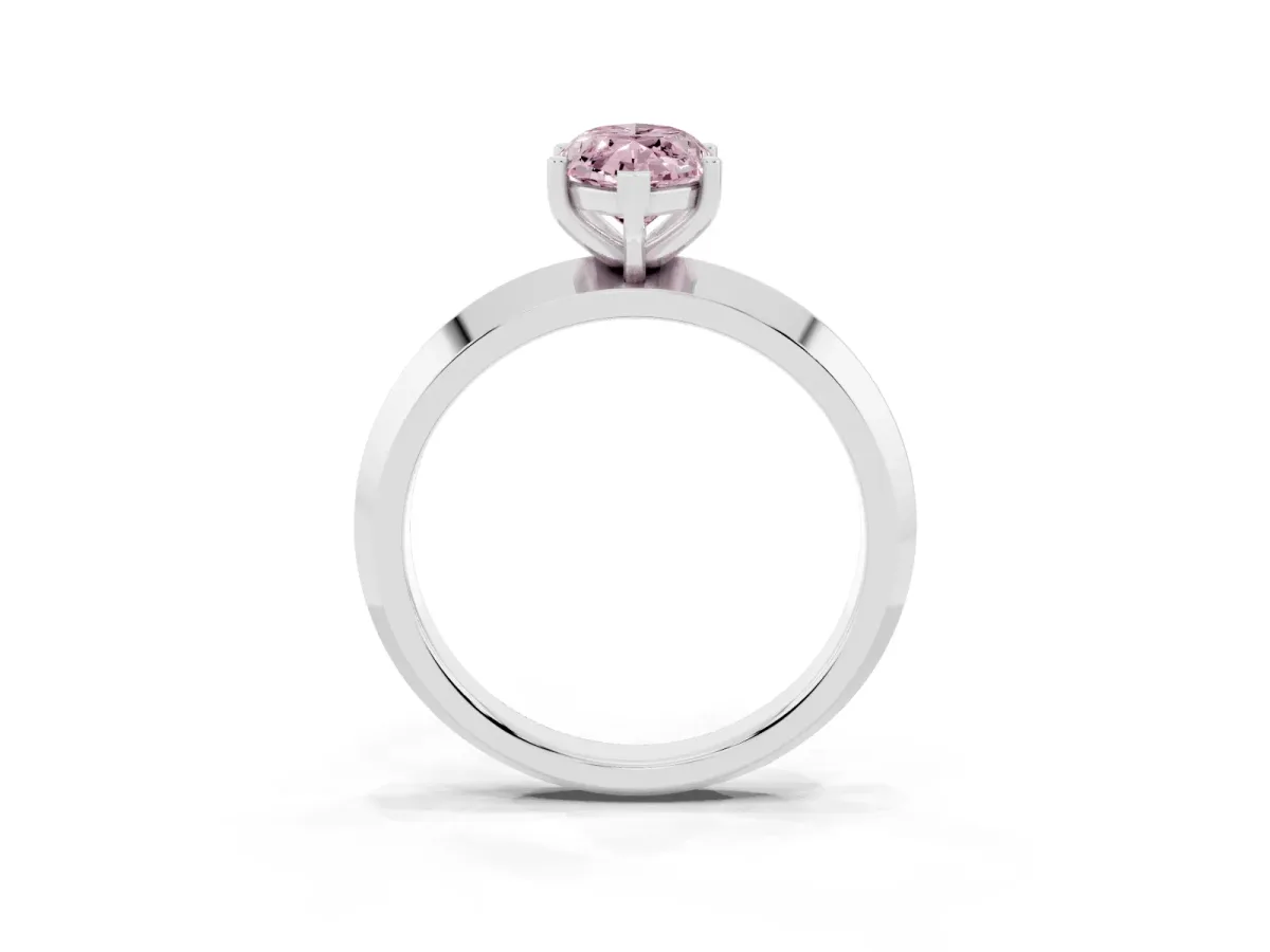 Fancy Pink Marquise Cut Cut Solitaire Engagement Ring with Flat Band and Four-Prong Setting White gold