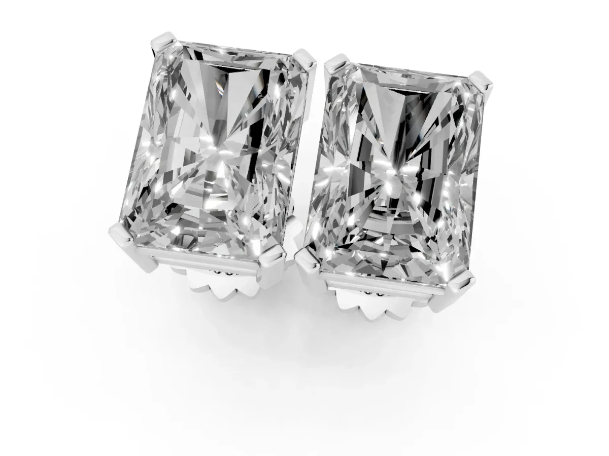 Radiant Cut Diamond Stud Earrings Platinum