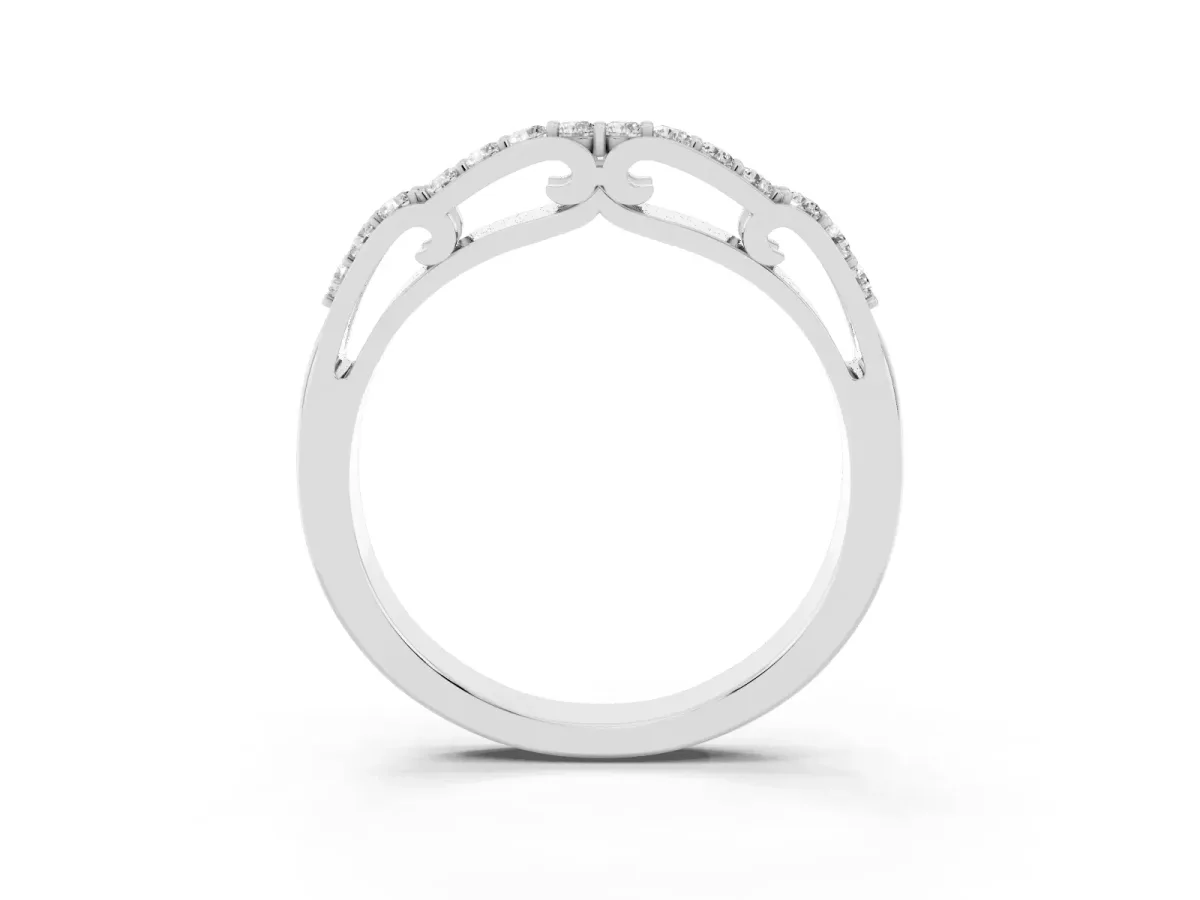 Round Cut Diamond Channel Set White Gold Band Silver