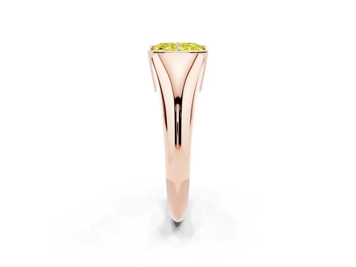 Fancy Yellow Radiant Cut Solitaire Tension Set Diamond Ring Rose gold