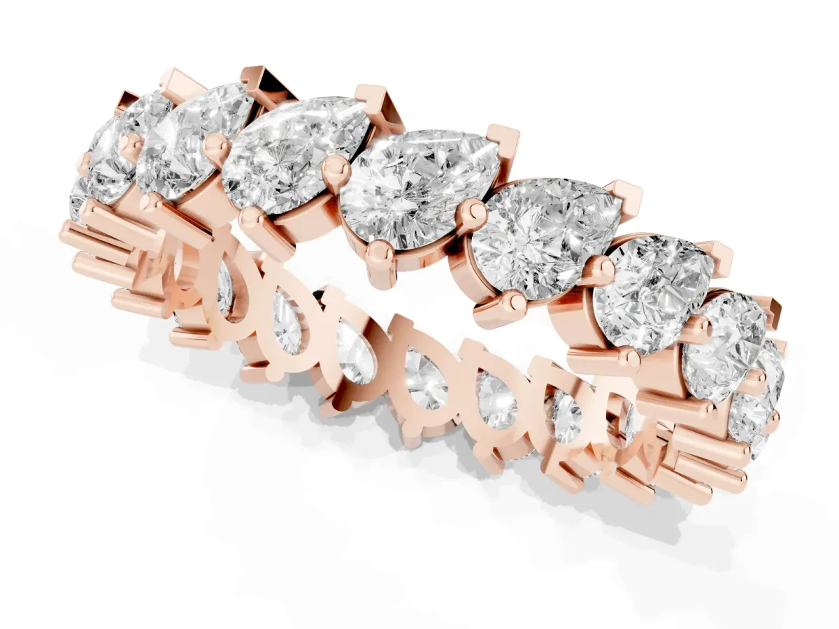 Pear Diamond Full Eternity Band with Shared Prong Setting Rose gold