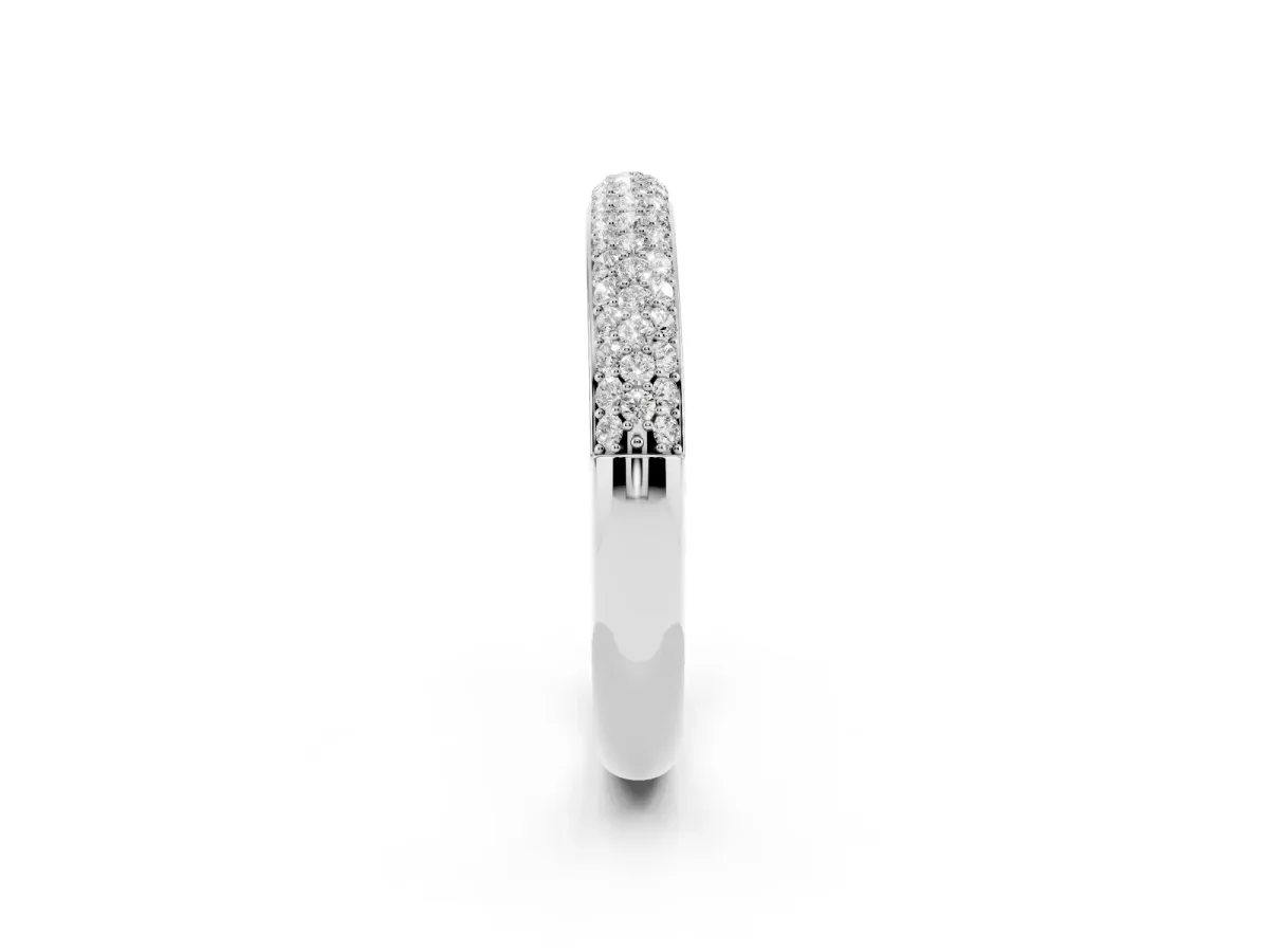 Pavé Round Diamond White Gold Eternity Band Silver