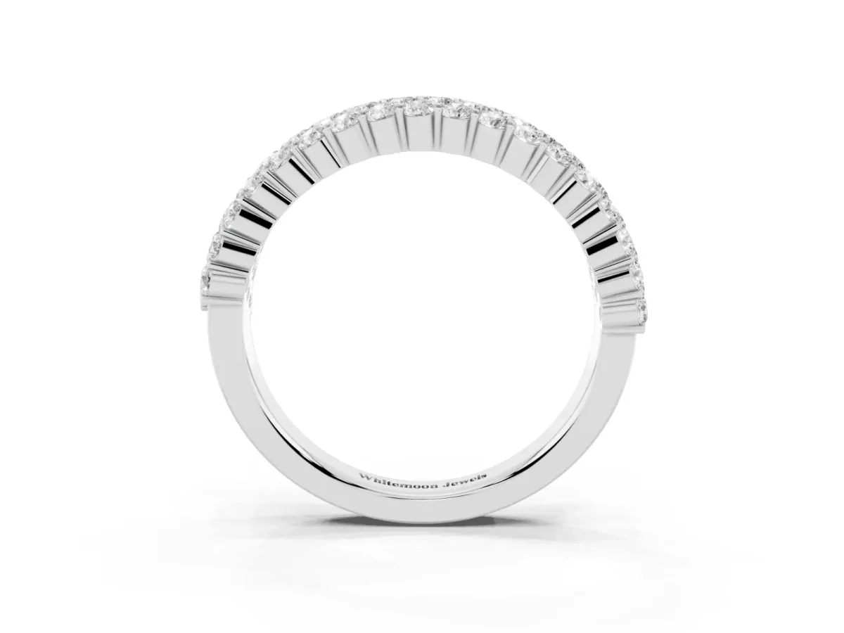 Round Diamond Checkerboard Pavé Promise Ring with Round Diamond Accents White gold