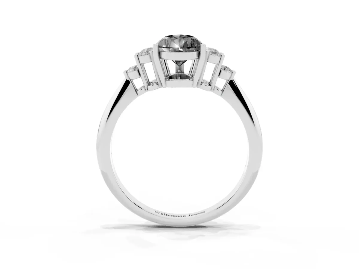 Fancy Black Pear Cut Cut Diamond Cluster Ring with Solitaire Band and Four-Prong Setting Platinum