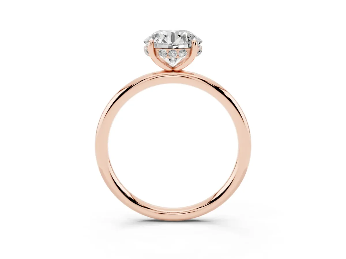 Round Cut Solitaire Diamond Ring with a Classic Band and Four-Prong Setting Rose gold