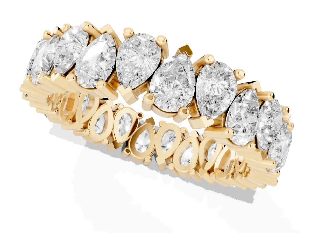 Pear Diamond Shared Prong Eternity Band Yellow gold