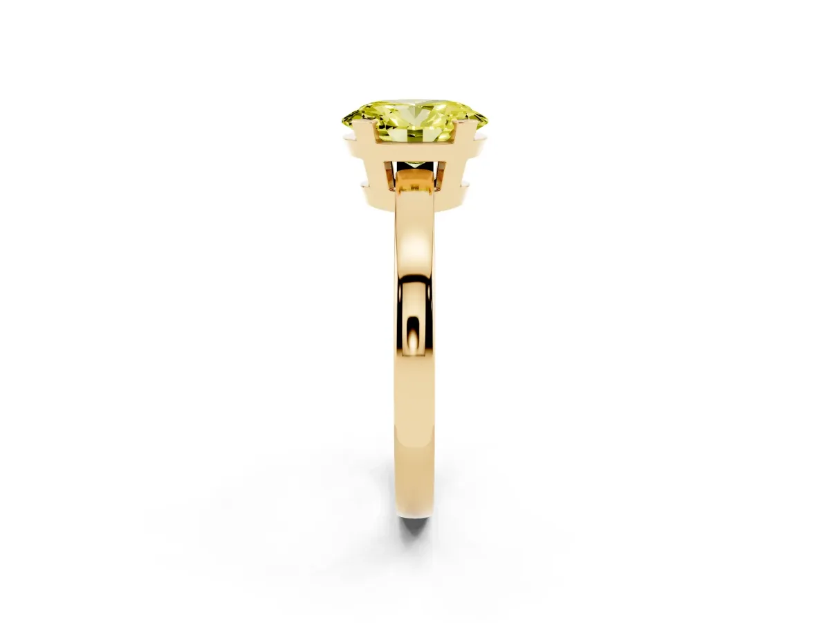 Fancy Yellow Oval Cut Cut Solitaire Ring with Four-Prong Setting and Classic Band Yellow gold