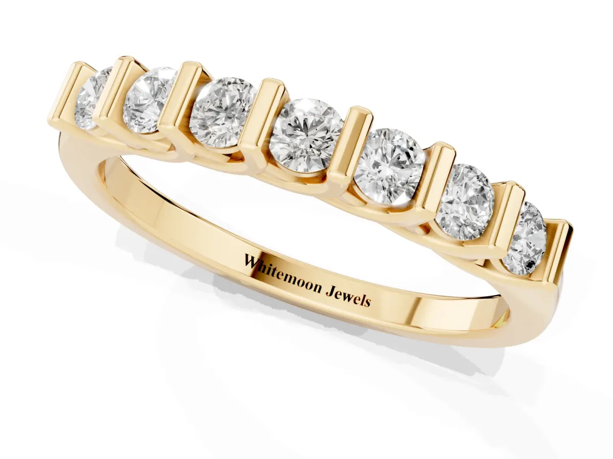 Channel-Set Round Diamond Half-Eternity Band Yellow gold