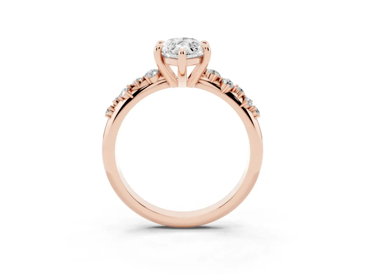 Marquise Cut Cut Diamond Vine Band with Four-Prong Setting Rose gold