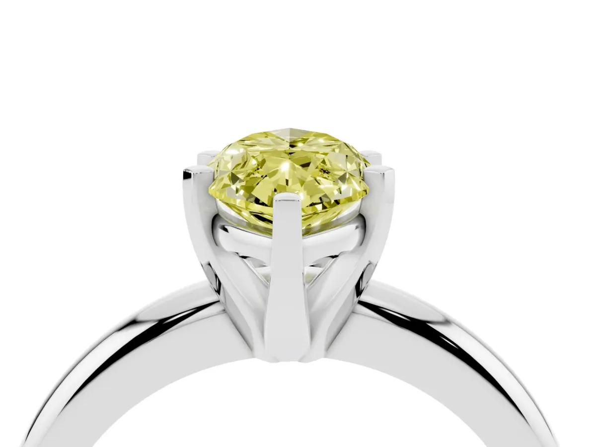 Fancy Yellow Marquise Cut Diamond Solitaire Engagement Ring with Round Band and Four-Prong Setting Platinum