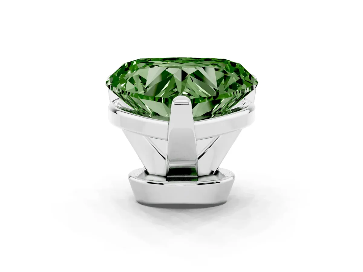 Fancy Green Heart Cut Diamond Solitaire Ring with Prong Setting and Classic Band Silver